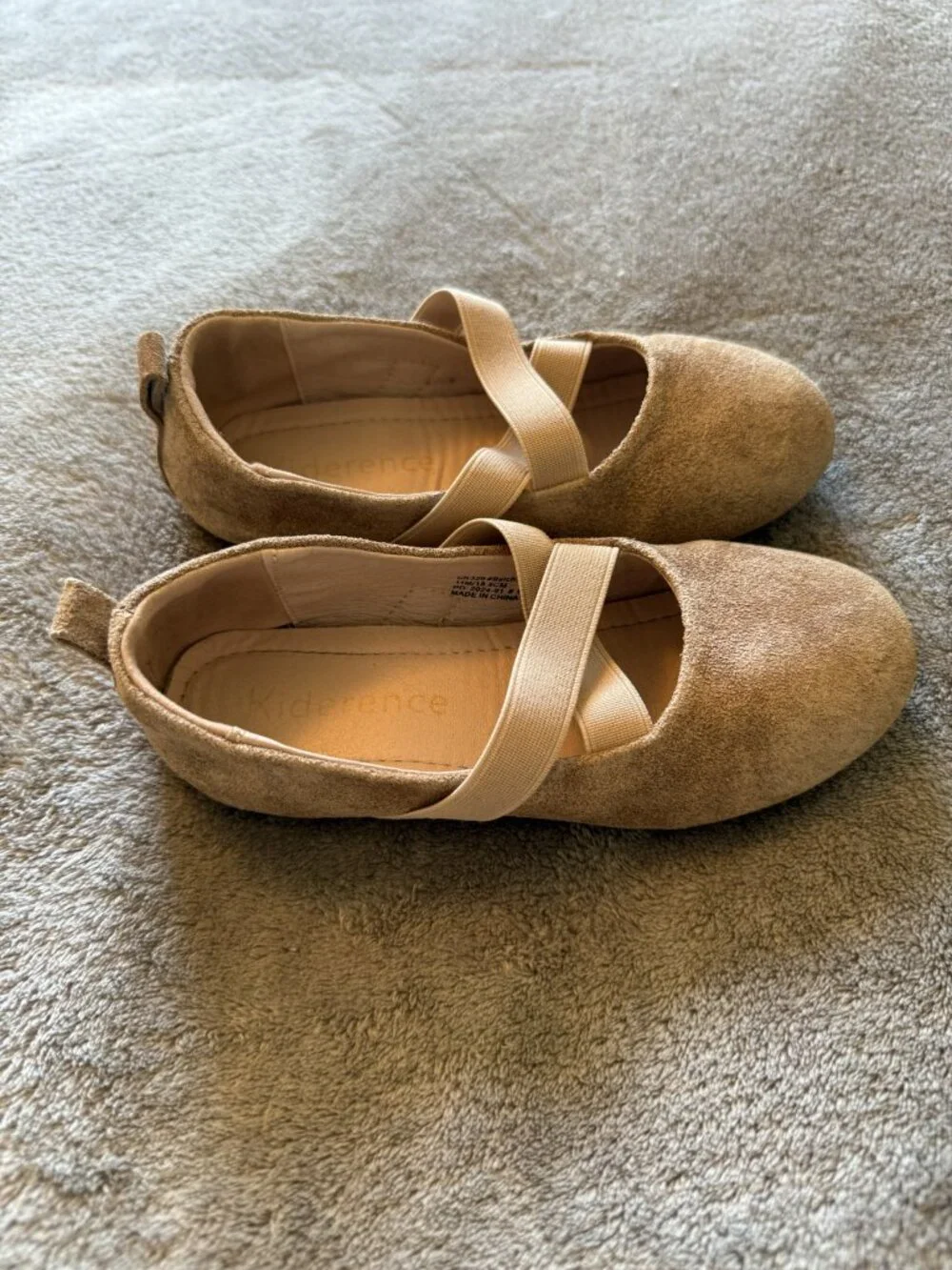 Kiderence Beige Suede Ballet Flats Girls Shoes US 11M 18.5cm